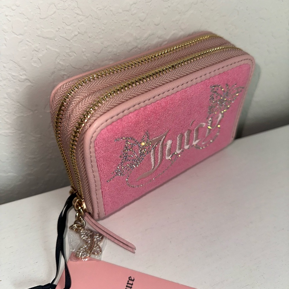 Juicy Couture Pink Diamond Wing It Double Medium Zip Around Wallet - Picture 3 of 4